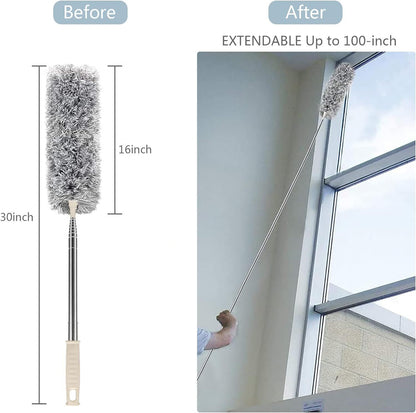 Microfiber Duster with Extension Pole Stainless Steel 30 to 100 with Bendable Head Extendable